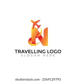 Travel  Creative vector templates abstract typography colorful N letter logo design