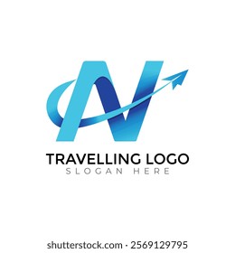 Travel  Creative vector templates abstract typography colorful N letter logo design