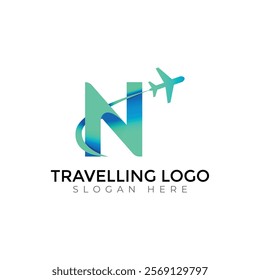 Travel  Creative vector templates abstract typography colorful N letter logo design