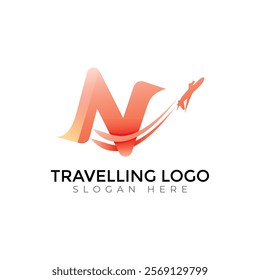 Travel  Creative vector templates abstract typography colorful N letter logo design