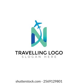 Travel  Creative vector templates abstract typography colorful N letter logo design