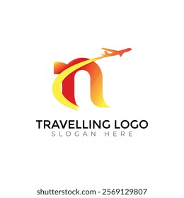 Travel  Creative vector templates abstract typography colorful N letter logo design