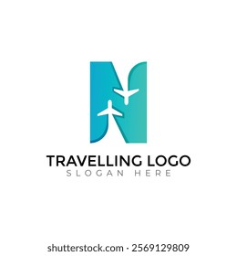 Travel  Creative vector templates abstract typography colorful N letter logo design