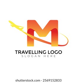 Travel  Creative vector templates abstract typography colorful M letter logo design