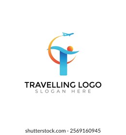 Travel  Creative vector templates abstract typography colorful J letter logo design