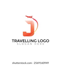 Travel  Creative vector templates abstract typography colorful J letter logo design