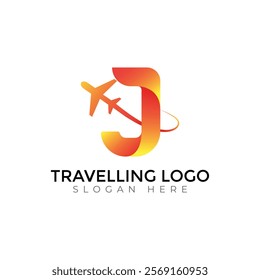 Travel  Creative vector templates abstract typography colorful J letter logo design