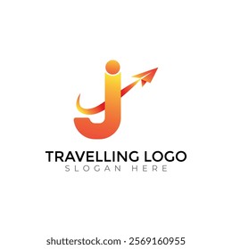 Travel  Creative vector templates abstract typography colorful J letter logo design