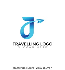 Travel  Creative vector templates abstract typography colorful J letter logo design