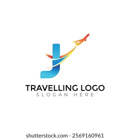 Travel  Creative vector templates abstract typography colorful J letter logo design