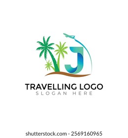 Travel  Creative vector templates abstract typography colorful J letter logo design