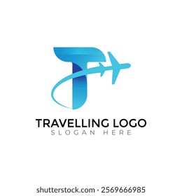 Travel  Creative vector templates abstract typography colorful T letter logo design