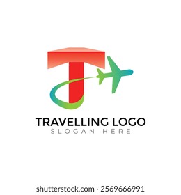 Travel  Creative vector templates abstract typography colorful T letter logo design