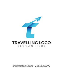 Travel  Creative vector templates abstract typography colorful T letter logo design