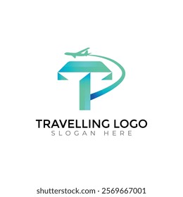 Travel  Creative vector templates abstract typography colorful T letter logo design