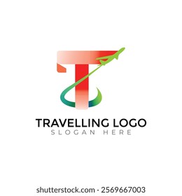 Travel  Creative vector templates abstract typography colorful T letter logo design