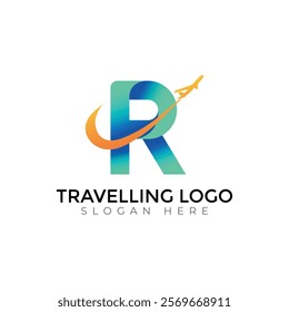 Travel  Creative vector templates abstract typography colorful R letter logo design