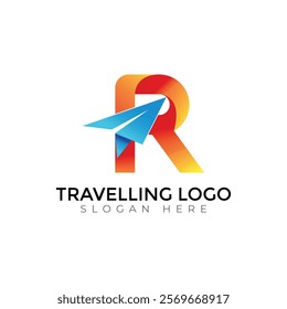 Travel  Creative vector templates abstract typography colorful R letter logo design