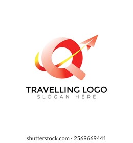 Travel  Creative vector templates abstract typography colorful Q letter logo design