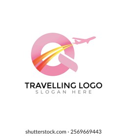 Travel  Creative vector templates abstract typography colorful Q letter logo design