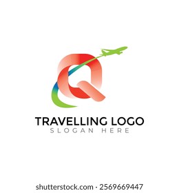 Travel  Creative vector templates abstract typography colorful Q letter logo design