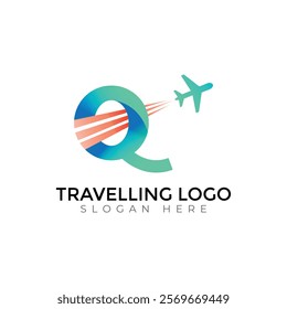 Travel  Creative vector templates abstract typography colorful Q letter logo design