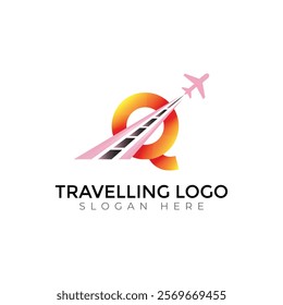 Travel  Creative vector templates abstract typography colorful Q letter logo design