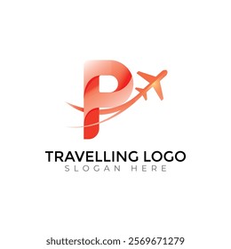 Travel  Creative vector templates abstract typography colorful P letter logo design