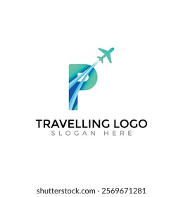 Travel  Creative vector templates abstract typography colorful P letter logo design