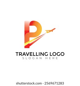 Travel  Creative vector templates abstract typography colorful P letter logo design