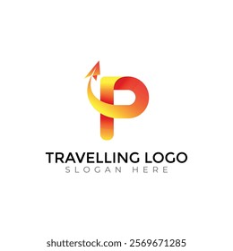 Travel  Creative vector templates abstract typography colorful P letter logo design