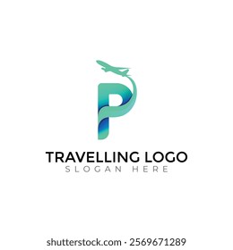 Travel  Creative vector templates abstract typography colorful P letter logo design