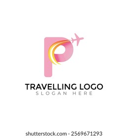 Travel  Creative vector templates abstract typography colorful P letter logo design