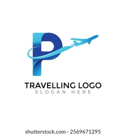 Travel  Creative vector templates abstract typography colorful P letter logo design