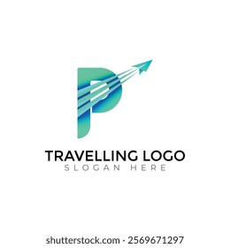 Travel  Creative vector templates abstract typography colorful P letter logo design