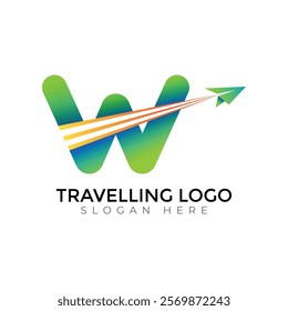 Travel  Creative vector templates abstract typography colorful W letter logo design