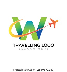 Travel  Creative vector templates abstract typography colorful W letter logo design