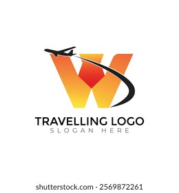 Travel  Creative vector templates abstract typography colorful W letter logo design