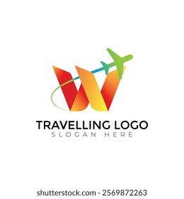 Travel  Creative vector templates abstract typography colorful W letter logo design
