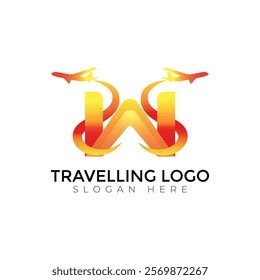 Travel  Creative vector templates abstract typography colorful W letter logo design