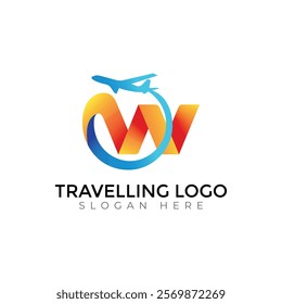 Travel  Creative vector templates abstract typography colorful W letter logo design