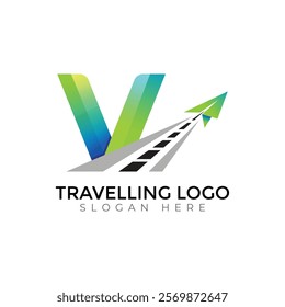 Travel  Creative vector templates abstract typography colorful V letter logo design