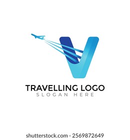 Travel  Creative vector templates abstract typography colorful V letter logo design