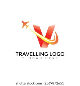 Travel  Creative vector templates abstract typography colorful V letter logo design