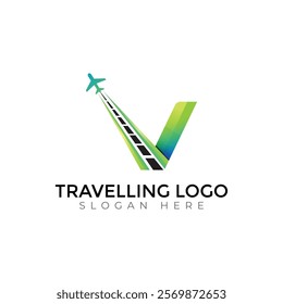 Travel  Creative vector templates abstract typography colorful V letter logo design