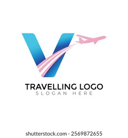 Travel  Creative vector templates abstract typography colorful V letter logo design