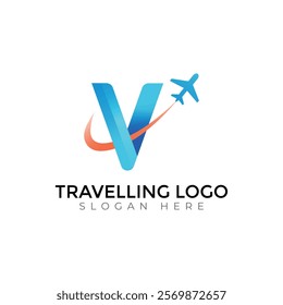 Travel  Creative vector templates abstract typography colorful V letter logo design