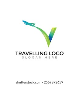 Travel  Creative vector templates abstract typography colorful V letter logo design