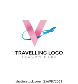 Travel  Creative vector templates abstract typography colorful V letter logo design