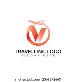 Travel  Creative vector templates abstract typography colorful V letter logo design